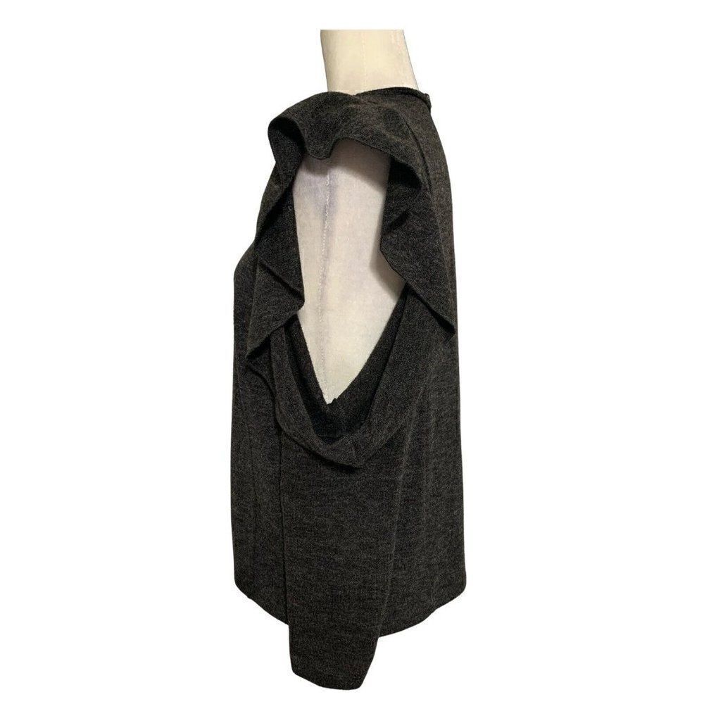 zara wb womens solid charcoal gray cold shoulder long sleeve sweater top medium - Picture 2 of 4